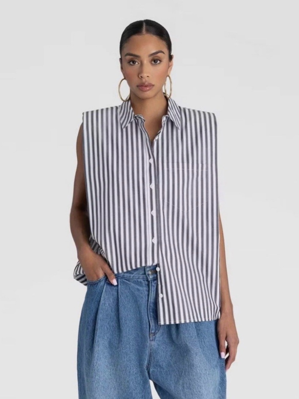 KBB by Kahlana Sleeveless ‘The Shoulder Pad’ Shirt